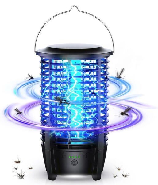電撃殺虫器 蚊取り 小バエ取り 吊り下げ&据置式両用LEDランプ照明