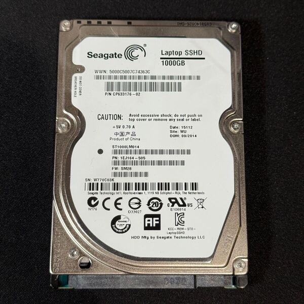 中古SSHD 1TB 2.5インチ Seagate 動作正常 使用時間19945h
