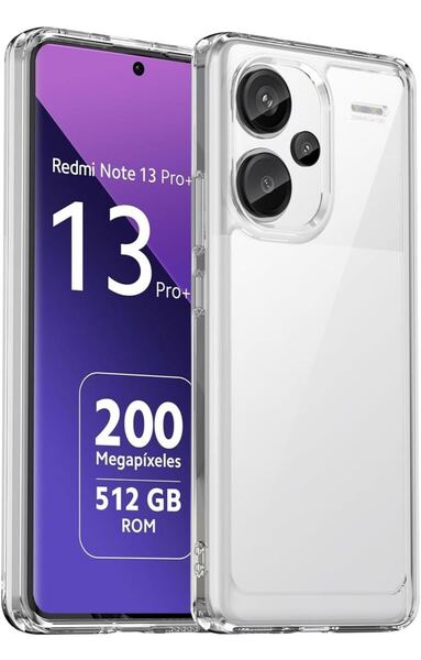 For Xiaomi Redmi Note 13 Pro+ 5G ケース TPU+PC素材 耐衝撃 ソフト シリコンケース シャオミ Redmi Note 13 Pro Plus 5G (クリア)/A724