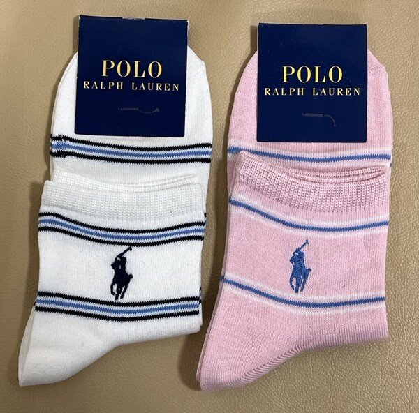 新品 未使用 タグ付き 女性 POLO RALPH LAUREN ポロラルフローレン 綿混ソックス 2足セット 送料無料