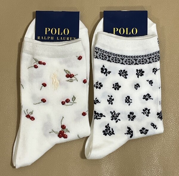 新品 未使用 タグ付き 女性 POLO RALPH LAUREN ポロ ラルフローレン 綿混ソックス 2足セット 送料無料