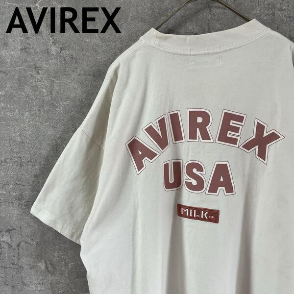 AVIREX MILK FED tシャツ半袖センターロゴ ワンサイズXLメンズ程
