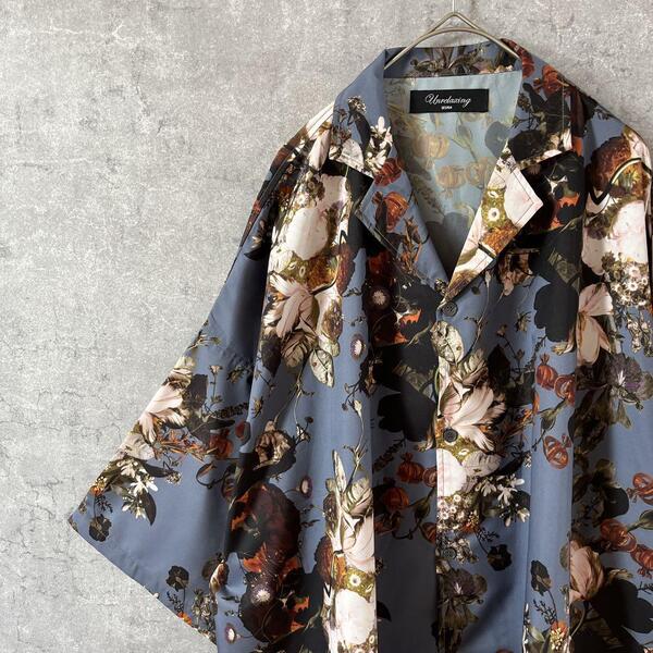 アートデザインシャツ 花柄シャツ カラフル半袖 オープンカラー2XLメンズ相当