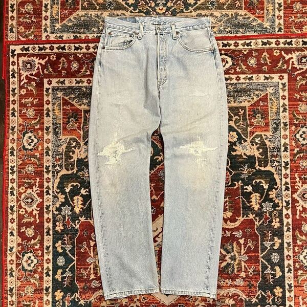 00s USA製 Levi's 501 ヴィンテージ デニムパンツ W78cm W32 L30 ジーンズ グランジ ダメージ ジーパン リーバイス 553刻印 インディゴ 90s