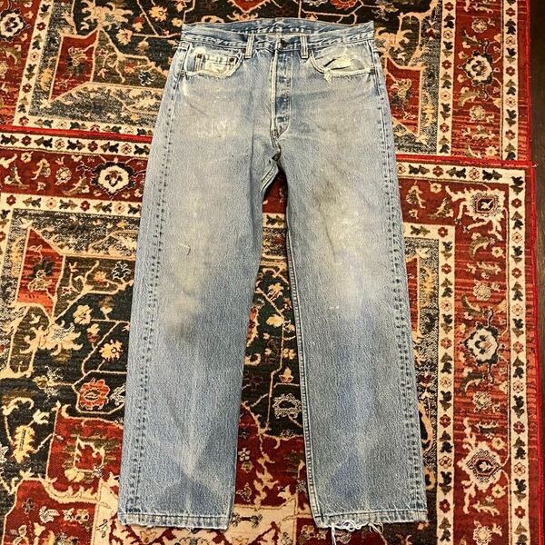 80s USA製 Levi's 501 ハチマル 後期 デニムパンツ W33 L32 W82cm ヴィンテージ ジーンズ グランジ ダメージ リーバイス インディゴ 70s