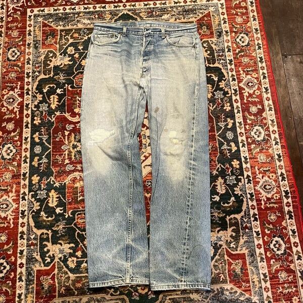 80s USA製 Levi's 501 ハチマル 後期 デニムパンツ W38 L36 W90cm ヴィンテージ ジーンズ グランジ ダメージ リーバイス インディゴ 70s