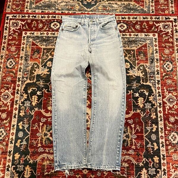 80s USA製 Levi's 501 ハチマル 前期 デニムパンツ W70cm XS ヴィンテージ ジーンズ グランジ ダメージ リーバイス インディゴ 70s