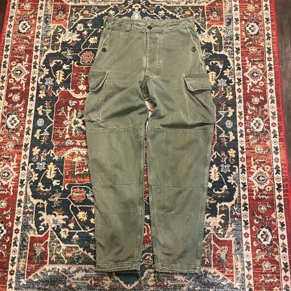 70s フランス軍 実物 M-64 フィールドパンツ カーゴパンツ 84M オリーブ ユーロ ミリタリー ヴィンテージ ワークパンツ M47 M64 60s
