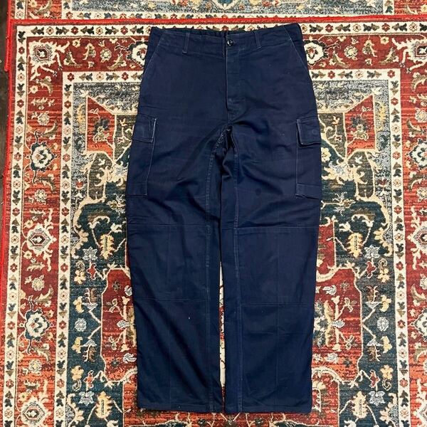 80s Greek Army ギリシャ軍 カーゴパンツ ネイビーカラー コットン ミリタリー ヴィンテージ ダブルニーボタンダウン エーゲ海 W78cm