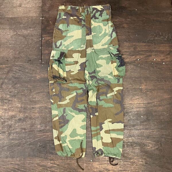80s ウッドランドカモ ベイカーパンツ カーゴパンツ 迷彩 W72cm S ミリタリー ヴィンテージ ハンティングパンツ 米軍 ワークパンツ 70s