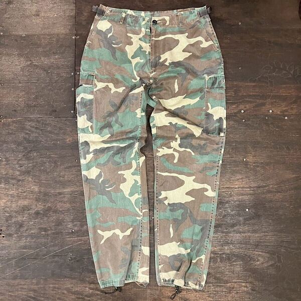 90s ウッドランドカモ カーゴパンツ 迷彩 ミリタリーパンツ W88cm L ミリタリー ヴィンテージ ハンティングパンツ 米軍 ワークパンツ 80s