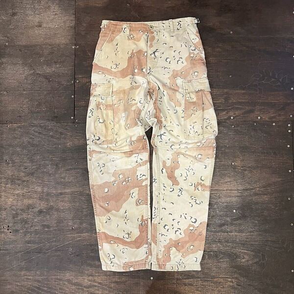 90s 米軍 実物 チョコチップカモ 迷彩 カーゴパンツ デザートカモ W78cm カモフラ ヴィンテージ ミリタリー 湾岸戦争 フィールド 80s