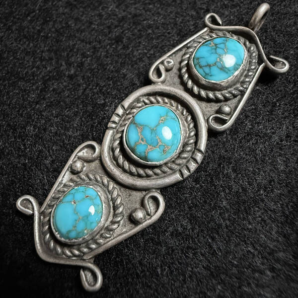 Navajo Godber ナバホ ガドバー ターコイズ ペンダントトップ ネックレス インディアンジュエリー Old pawn オールドポーン ビンテージ 40s