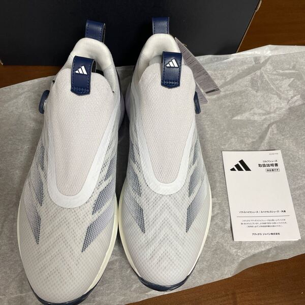 ADIDAS アディダス ゴルフシューズ アディゼロZG ボア 2025年モデル ホワイト/ネイビー/グレー JI0863 27.5 cm
