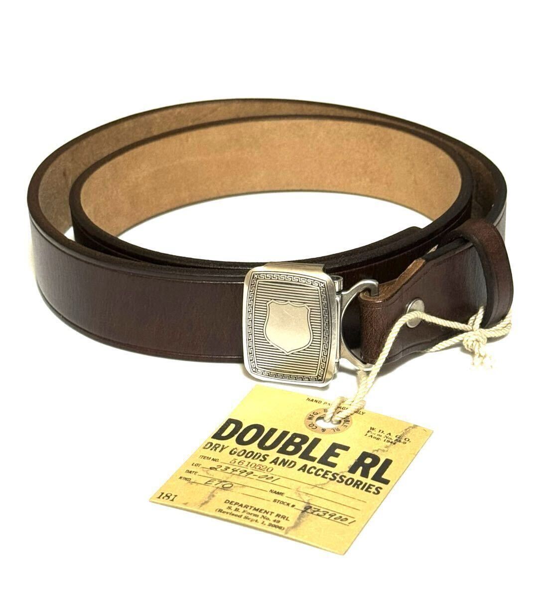 新品未使用 DOUBLE RL ブラックレザーベルト W32（NOS(新古品