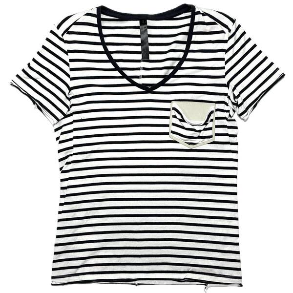 Safari掲載 定価1.2万 wjk poket combed jersey border V S/S tee S レザーポケットジャージボーダーTシャツ akm ジュンハシモト