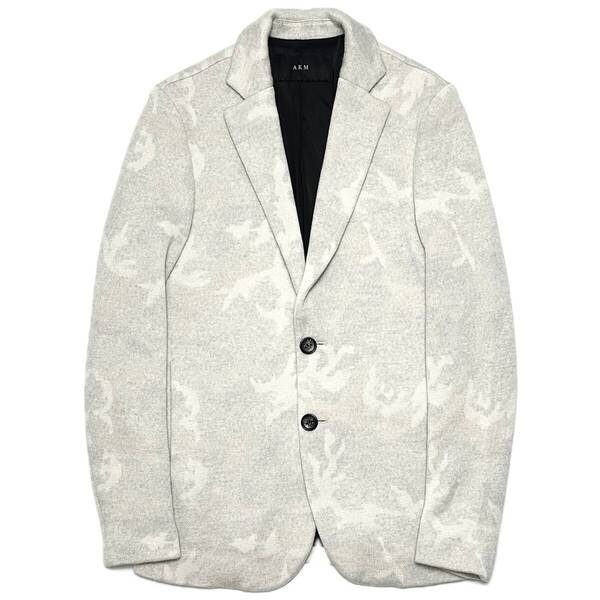 定価10.5万 AKM ZEGNA BARUFFA CASHWOOL CAMO KNIT 2B JKT Lサイズ カモウールニットジャケット ジュンハシモト wjk 1piu