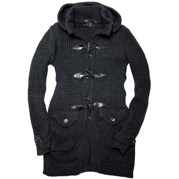 定価13.2万 AKM ENGLISH WOOL KNIT DUFFLE COAT サイズM グレー ニットダッフルコート ダウン 1piu wjk bark
