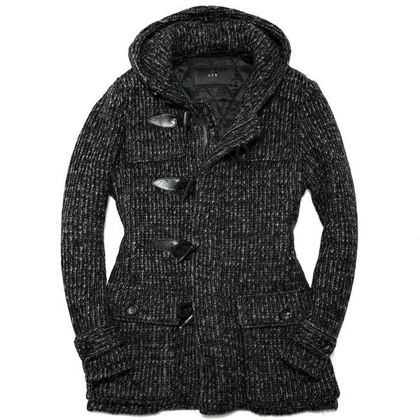 定価14.5万 AKM BULKY WOOL KNIT DUFFLE COAT サイズL 中綿ニットダッフルコート ダウン 1piu wjk bark