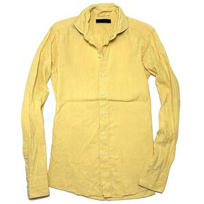 定価2.6万 junhashimoto FRENCH LINEN HORIZONTAL SHIRTS サイズ2 イエロー ジュンハシモト リネンホリゾンタルシャツ akm wjk 1piu