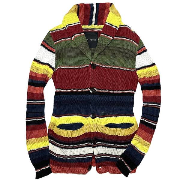 定価7.8万 1piu1uguale3 MULTI COLOR RAMIE KNITTING SHAWL CARDIGAN Ⅳ ウノピゥウノウグァーレトレ カーディガン wjk ニットakm