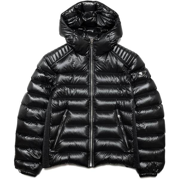 正規品 PRADA トライアングルロゴフード付ナイロンダウンジャケット 50サイズ ブラック 黒 プラダ ジャケット ブルゾン カーディガン