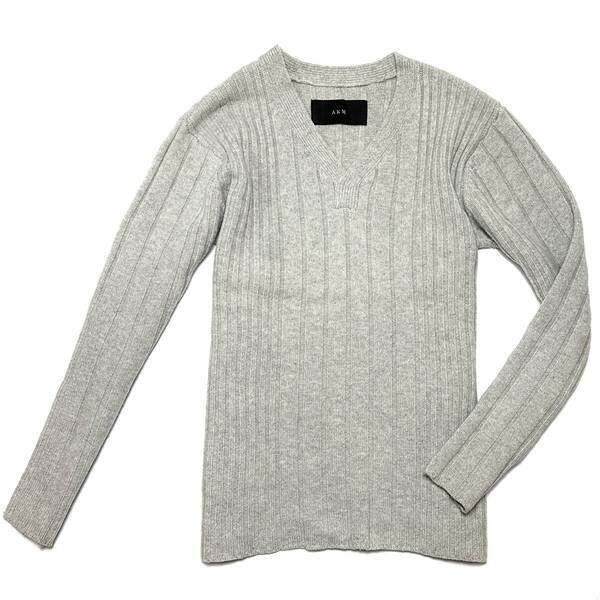 定価5万 AKM LAMB WOOL GRADATION V-NECK KNIT XLサイズ グレー ラムウールグラデーションVネックニット wjk 1piu ジュンハシモト