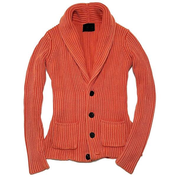 定価4.5万 junhashimoto SAND BLAST RIB SHAWL CARDIGAN 2 オレンジ ジュンハシモト サンドブラストショールカーディガン 1piu akm wjk