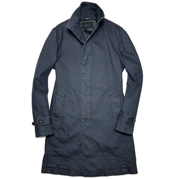 定価7.2万 junhashimoto COATING STRETCH DENIM STAND COLLAR COAT 3 ジュンハシモト シュタイフ ラップコート wjk akm