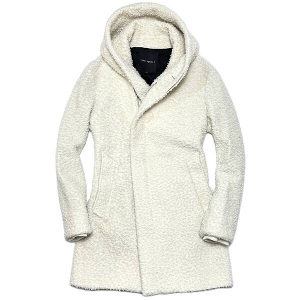 定価15.5万 1piu1uguale3 WOOL BOA WRAP HOOD COAT Ⅳ ホワイト ウノピュ ラップコート akm wjk ジュンハシモト