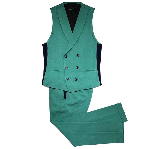 定価14万 1piu1uguale3 STRETCH JERSEY RELAX TAYLOR RIB VEST&SLACKS Ⅴ ベスト ジャケット スラックス セットアップスーツwjk akm
