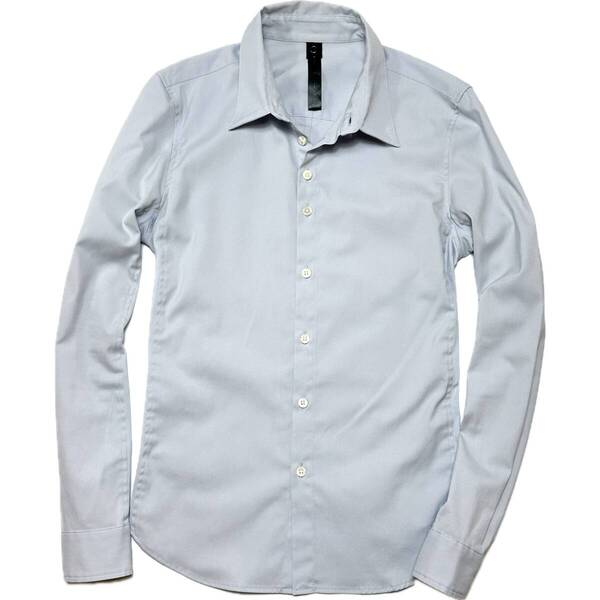 定価2.5万 wjk stretch ox sweaters shirt サイズS ブルーグレー ストレッチシャツ akm ジュンハシモト 1piu