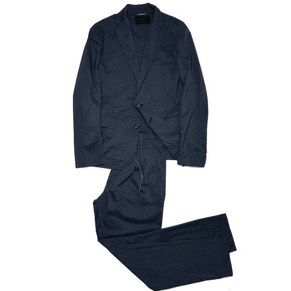定価9.5万 junhashimoto STRETCH PENCIL STRIPE SUPER LIGHT JACKET&TUCK PANTS 2 紺 ジュンハシモト セットアップスーツ 1piu wjk akm