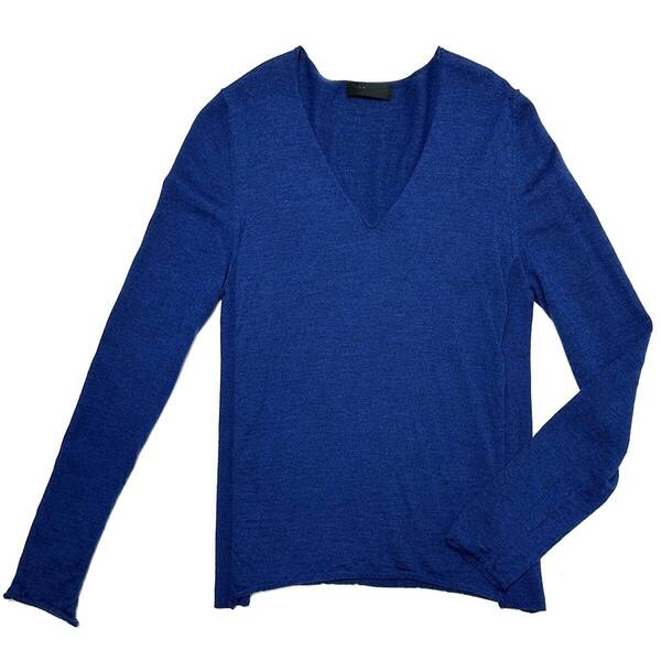 定価2.5万 junhashimoto FINE WOOL V NECK KNIT 4 ブルー ジュンハシモト ウールニット akm wjk 1piu
