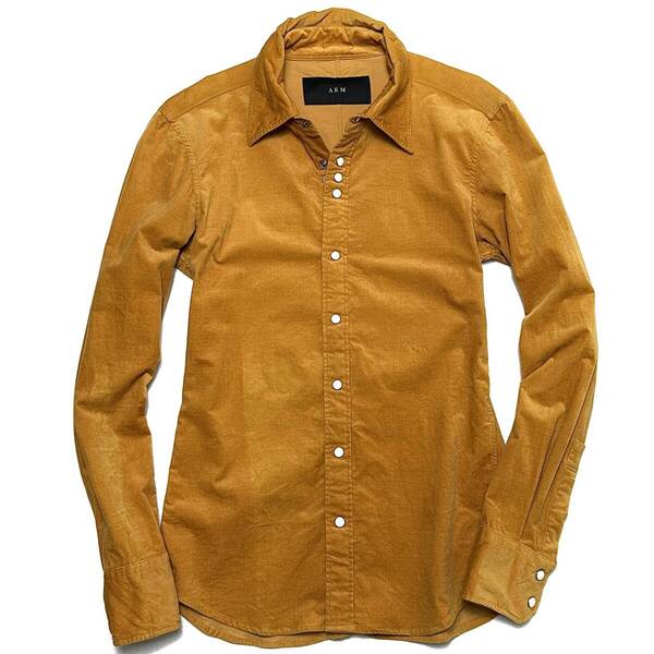 定価2.8万 AKM SOFT STRETCH CORDUROY SNAP SHIRTS サイズS ソフトストレッチコーデュロイスナップシャツ ジュンハシモト wjk