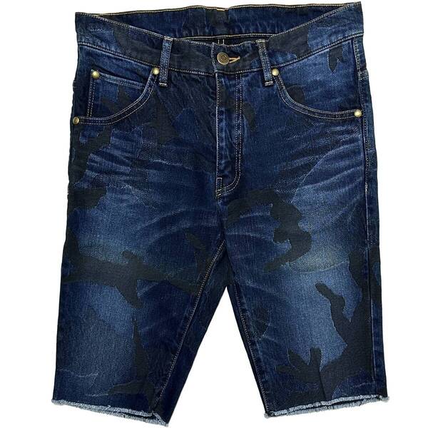 未使用 定価4.2万 1piu1uguale3 STRETCH CAMO DENIM TWIGGY SHORTS サイズⅢ カモフラデニムショートパンツ wjk akm ジュンハシモト