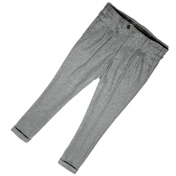 定価5万 AKM×giab's FLANNEL WOOL TUCK EASY TROUSERS サイズL グレー ジャブス イージースラックス パンツ 1piu ジュンハシモト wjk