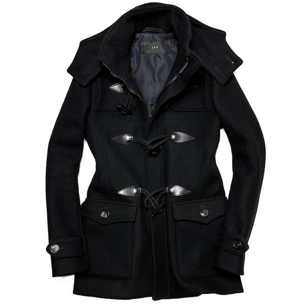 LEON掲載 定価13.6万 AKM double melton short duffle coat サイズM ブラック ダブルメルトンショートダッフルコート ダウン 1piu wjk 1piu