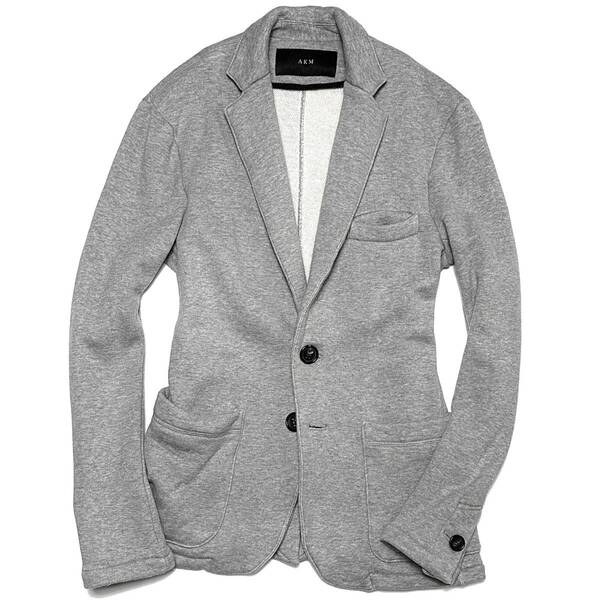 定価5万 AKM ORIGINAL STRETCH JERSEY SOLID JKT Sサイズ グレー ストレッチジャージテーラードジャケット wjk 最強スエット 1piu