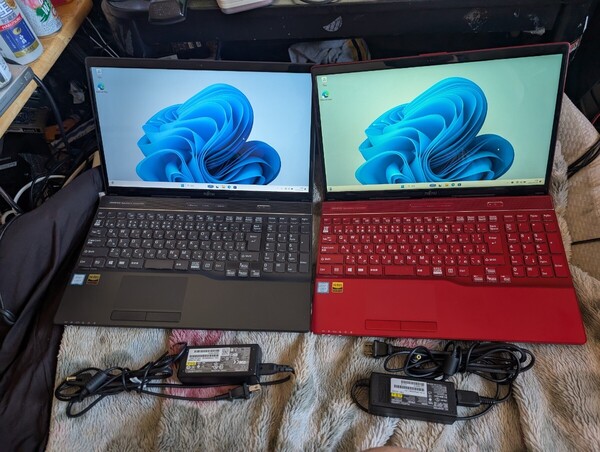 FUJITSU LIFEBOOK AH53/B3 Core i7 8550U 1.80GHz 8GB 1TB BD win11 2台 8世代 富士通 ノートパソコン まとめて