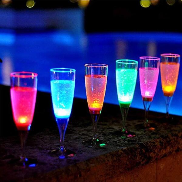 6個セット液体感知LEDシャンパングラス