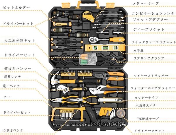 人気 168点豊富なホームツールセット 工具セット 家庭用 DIYセット 作業工