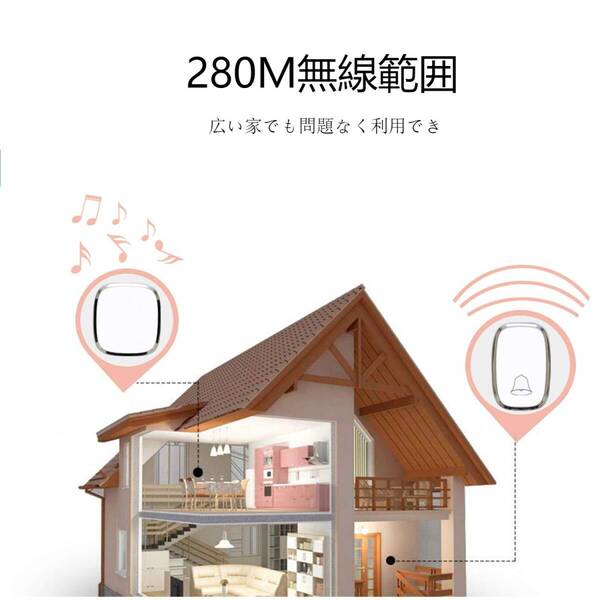 送信機3個 受信機2個 ワイヤレスチャイム 呼び出しチャイムセット 防水 防塵