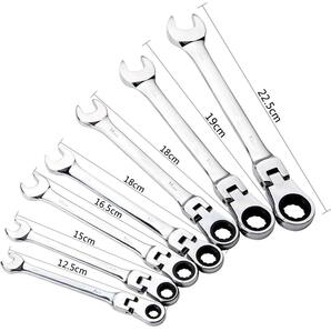 7本組 板ラチェットレンチ コンビネーションレンチセット 717mm