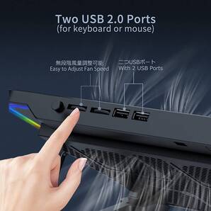 低騒音25dB 強力 ノートパソコン用冷却ファン ブラック LEDライト