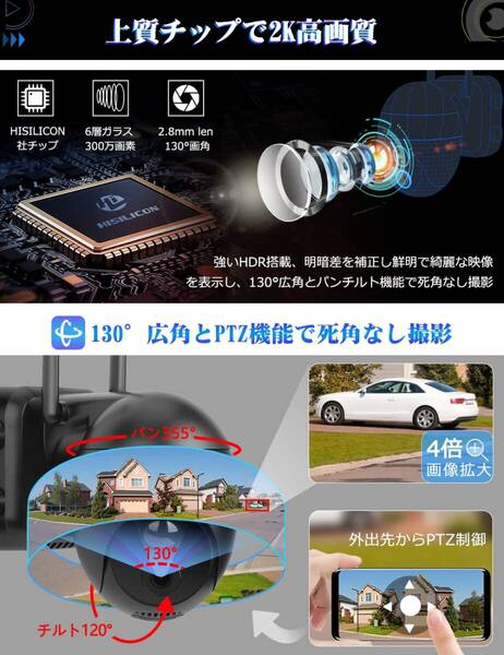 半永久録画 360°全方位防犯カメラ 太陽光給電