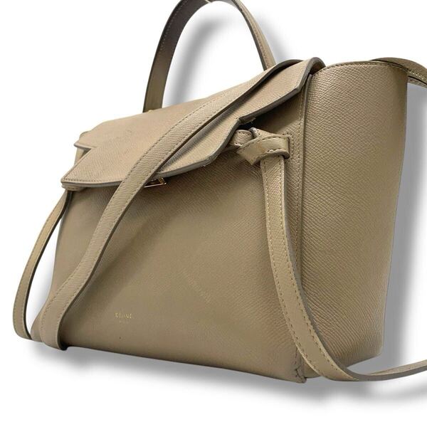 セリーヌ CELINE ベルトバッグ ハンドバッグ 2WAY ショルダーバッグ レザー 斜め掛け トートバッグ ベージュ系