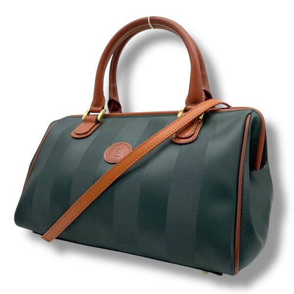 【極美品】フェンディ FENDI ハンドバッグ2way ショルダーバッグ ペカン柄 PVC レザー ミニボストンバッグ ゴールド金具