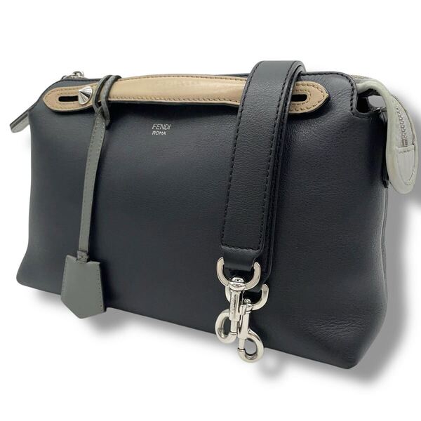 【極美品】フェンディ FENDI バイザウェイ ハンドバッグ 2WAY ショルダーバッグ レザー 黒系 ブラック系 ミディアム 斜め掛け