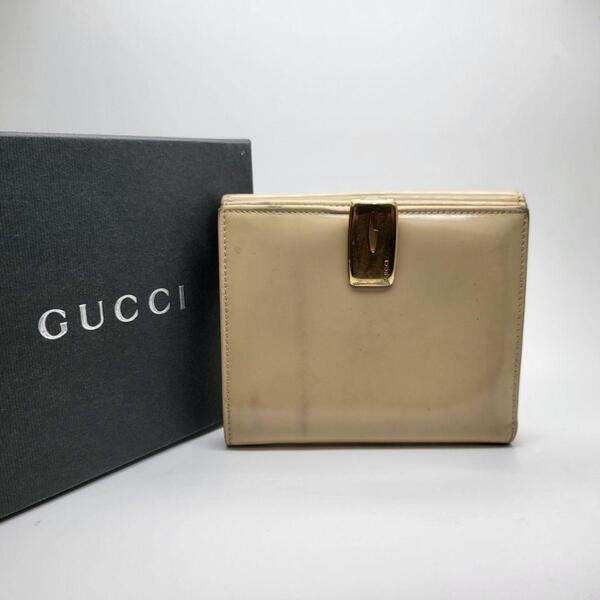 GUCCI グッチ 二つ折り財布 箱付き ベージュ